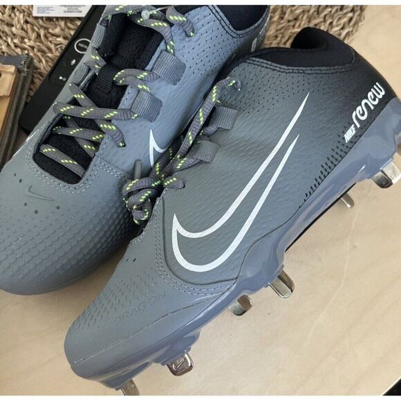 Nike Softball Cleats Women's Hyperdiamond 4 Pro Molded BLACK | WHITE | GRAY SZ 7 - Picture 6 of 6